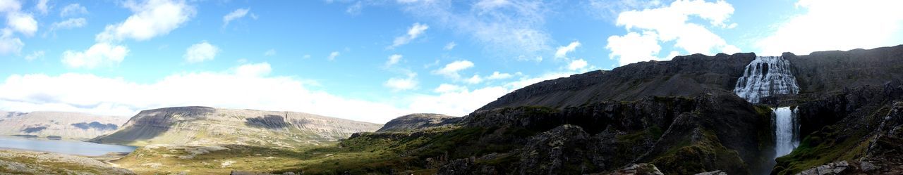 Panoramic view of rocky mountains against sky