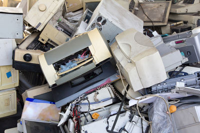 High angle view of garbage can