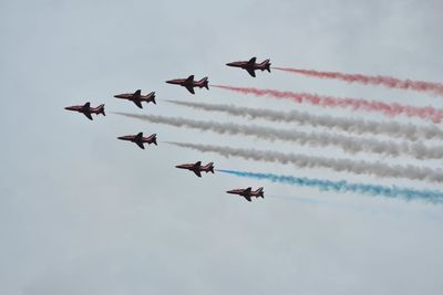 Low angle view of  red arrows  v formation