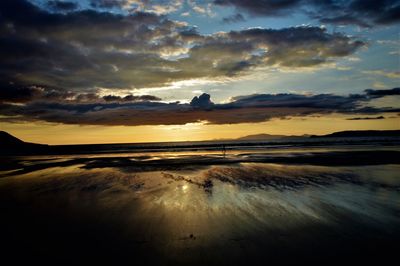 Scenic view of sea against dramatic sky