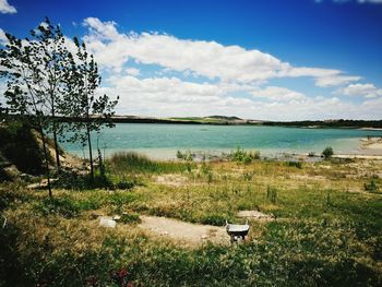 Scenic view of lake against sky