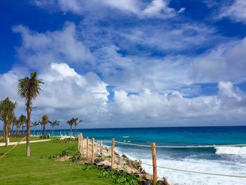 Scenic view of beach against sky