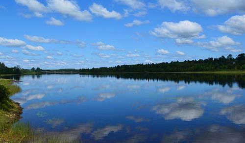 Scenic view of lake against sky