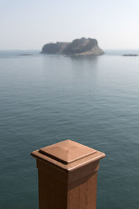 High angle view of seascape against clear sky