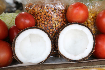 Tasty organic coconuts at local market, kolkata, india