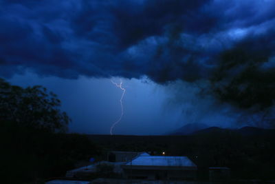 Lightning in sky at night