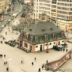 High angle view of city street
