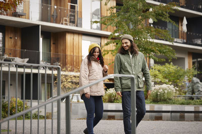 Man and woman walking together