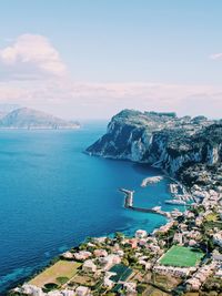 High angle view of sea against sky