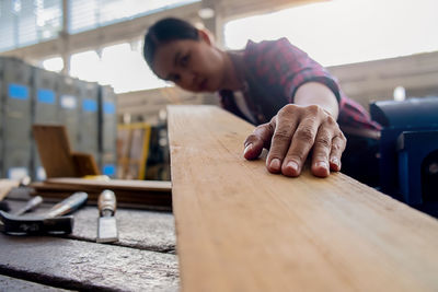 Man working on table