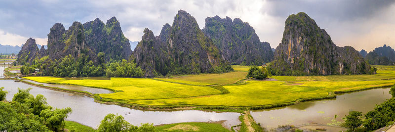 Panoramic view of lake against sky