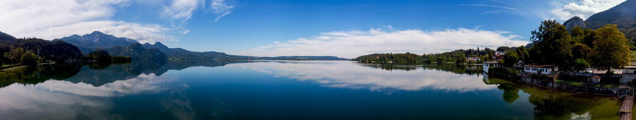 Panoramic view of lake and trees against sky