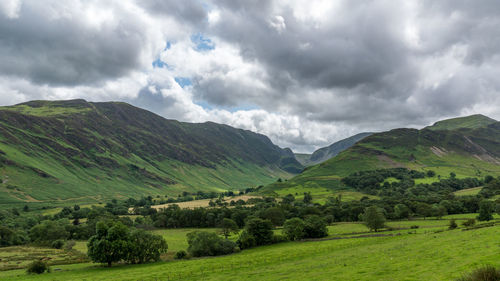 Scenic view of landscape against cloudy sky