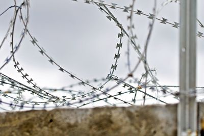 Close-up of barbed wire fence