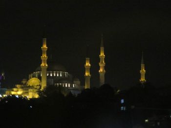 Illuminated building at night