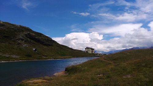 Scenic view of land against sky