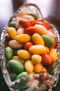 High angle view of fruits in container