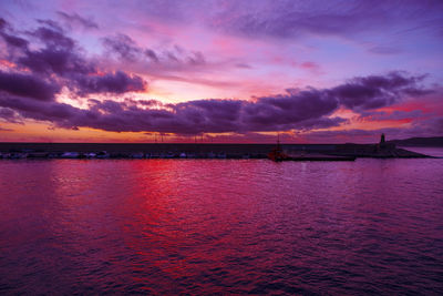 Scenic view of sea against sky at sunset