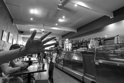 Man having food in kitchen