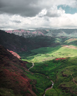 Scenic view of mountains against sky