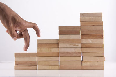 Human hand against white background