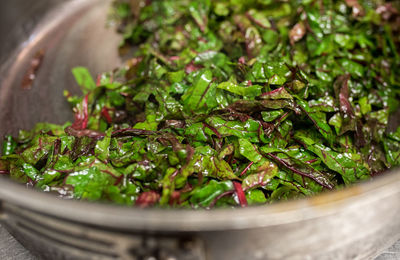 High angle view of vegetables in container