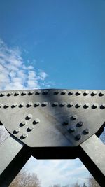 Low angle view of built structure against blue sky