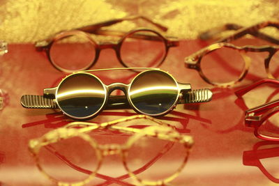 Close-up of sunglasses with eyeglasses