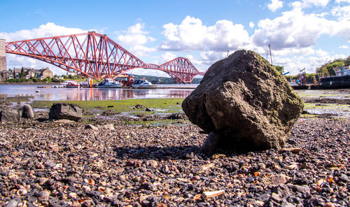 View of bridge over river against sky