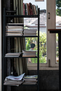 Stack of books on shelf