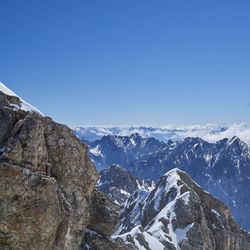 Scenic view of mountains against clear sky