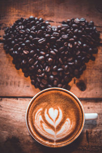 High angle view of coffee on table