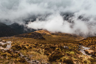 Scenic view of mountains against sky