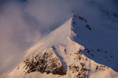 Scenic view of snow covered mountain against sky, view from edelweissspitze, alps, austria