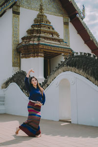 Thai women wearing beautiful traditional costumes.