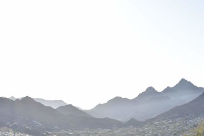 Scenic view of mountains against clear sky