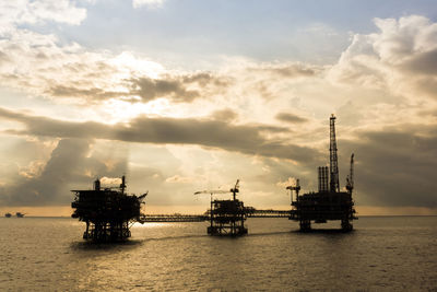 Seascape of golden hour at offshore terengganu oil field