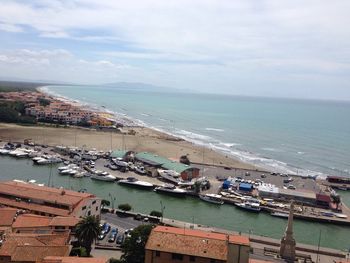 High angle view of beach against sky