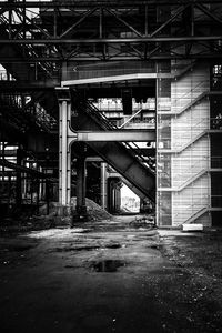 Low angle view of bridge in abandoned building