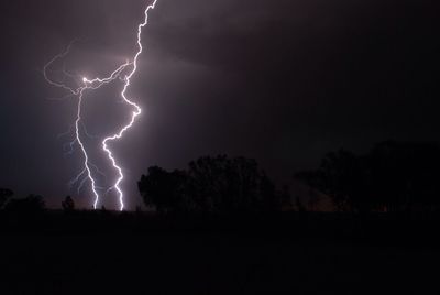 Lightning in sky at night