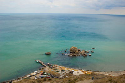 High angle view of sea against sky