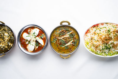 High angle view of food on table