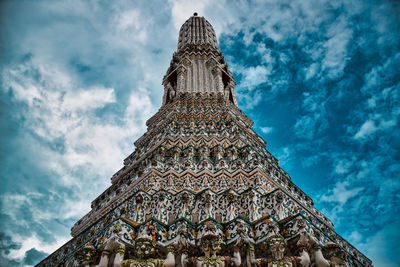 Low angle view of temple against building