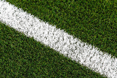 High angle view of soccer field