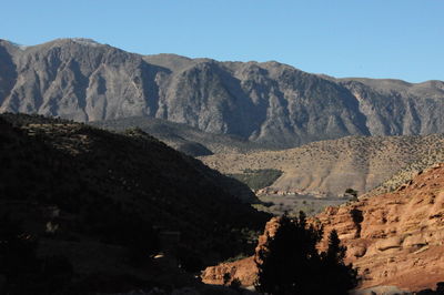 Scenic view of landscape and mountains against sky
