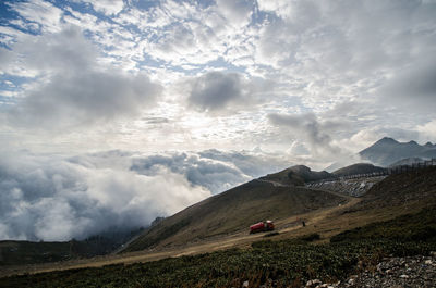 Scenic view of mountains against sky