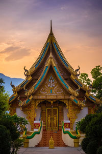 Low angle view of temple building against sky