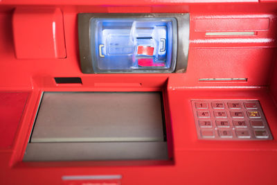 Close-up of telephone booth