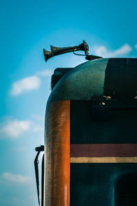 Low angle view of ship against sky