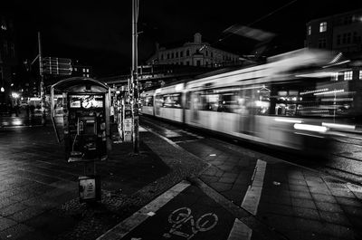 Railroad station platform at night